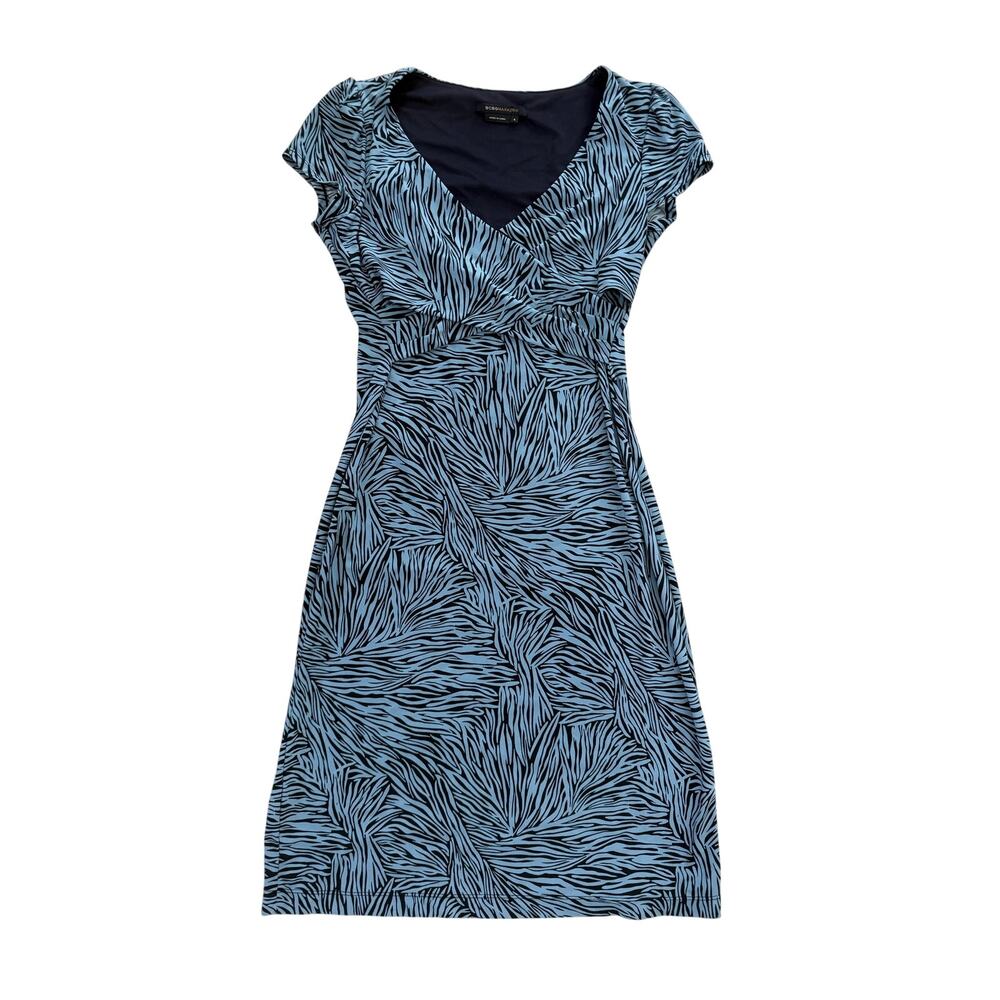 BCBG Max Azria Blue Black Zebra Print Abstract Dress Small